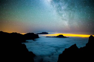 Caldera de Taburiente 'deki Samanyolu, La Palma Adası, Kanarya Adaları, İspanya