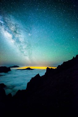 Caldera de Taburiente 'deki Samanyolu, La Palma Adası, Kanarya Adaları, İspanya