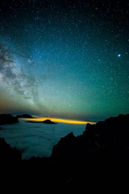 Caldera de Taburiente 'deki Samanyolu, La Palma Adası, Kanarya Adaları, İspanya
