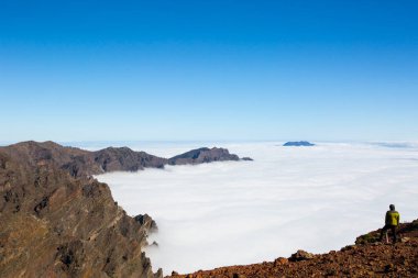Caldera de Taburiente 'de bahar günbatımı, La Palma Adası, Kanarya Adaları, İspanya