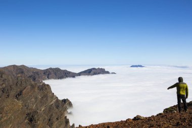 Caldera de Taburiente 'de bahar günbatımı, La Palma Adası, Kanarya Adaları, İspanya