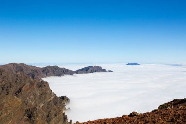 Caldera de Taburiente 'de bahar günbatımı, La Palma Adası, Kanarya Adaları, İspanya