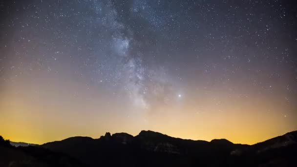Tempo Limite Láctea Puigsacalm Peak Garrotxa Espanha — Vídeo de Stock