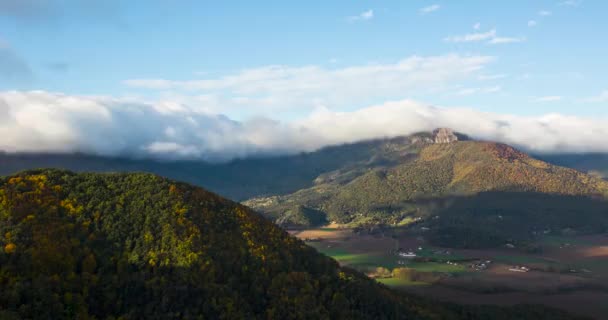 Scena Time Lapse Del Tramonto Estivo Vall Bas Garrotxa Spagna — Video Stock
