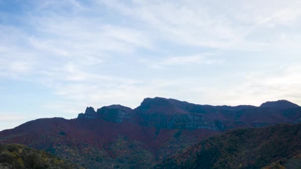 Scena Time Lapse Del Tramonto Autunnale Puigsacalm Peak Garrotxa Spagna — Video Stock