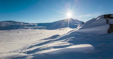 Time lapse of winter landscape scene in Dovrefjell National Park, Norway