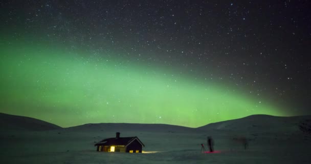 Time Lapse Northern Lights Reinheim Cabin Dovrefjell National Park Norway — Αρχείο Βίντεο