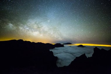 Caldera de Taburiente 'deki Samanyolu, La Palma Adası, Kanarya Adaları, İspanya