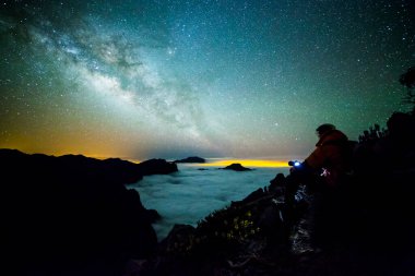 Caldera de Taburiente 'deki Samanyolu, La Palma Adası, Kanarya Adaları, İspanya