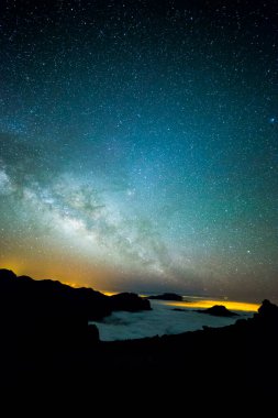 Caldera de Taburiente 'deki Samanyolu, La Palma Adası, Kanarya Adaları, İspanya