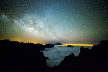 Caldera de Taburiente 'deki Samanyolu, La Palma Adası, Kanarya Adaları, İspanya