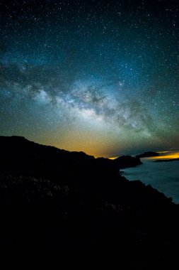 Caldera de Taburiente 'deki Samanyolu, La Palma Adası, Kanarya Adaları, İspanya