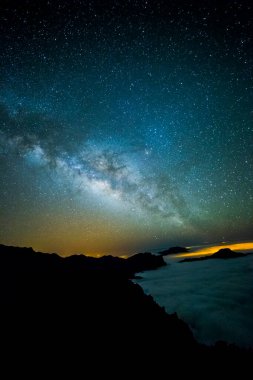 Caldera de Taburiente 'deki Samanyolu, La Palma Adası, Kanarya Adaları, İspanya