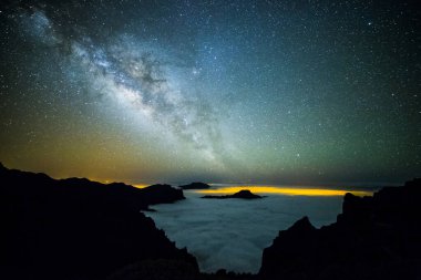 Caldera de Taburiente 'deki Samanyolu, La Palma Adası, Kanarya Adaları, İspanya