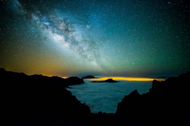 Caldera de Taburiente 'deki Samanyolu, La Palma Adası, Kanarya Adaları, İspanya
