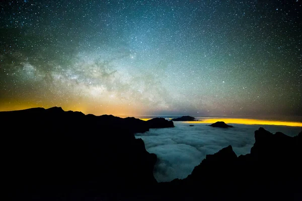 Caldera de Taburiente 'deki Samanyolu, La Palma Adası, Kanarya Adaları, İspanya