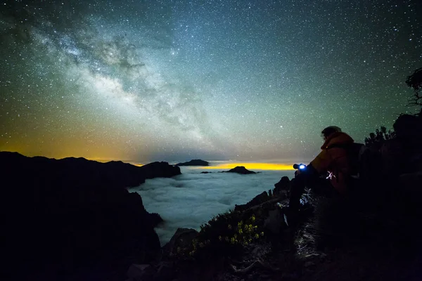 Caldera de Taburiente 'deki Samanyolu, La Palma Adası, Kanarya Adaları, İspanya