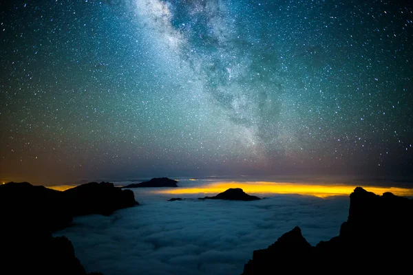 Caldera de Taburiente 'deki Samanyolu, La Palma Adası, Kanarya Adaları, İspanya