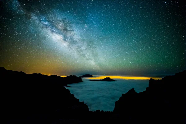 Caldera de Taburiente 'deki Samanyolu, La Palma Adası, Kanarya Adaları, İspanya