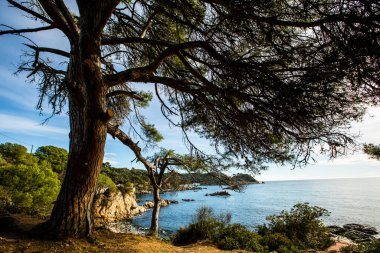 Costa Brava, Girona, İspanya 'da Akdeniz manzarası.