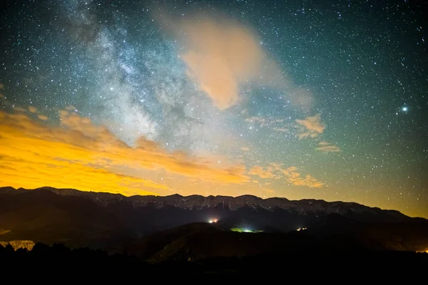 Voie Lactée Dans Montagne Serra Del Cadi Cerdanya Espagne — Photo