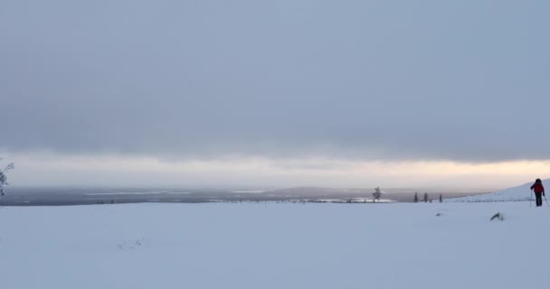 Pallas Yllastunturi Milli Parkı Laponya Finlandiya Kayak Gezisi — Stok video