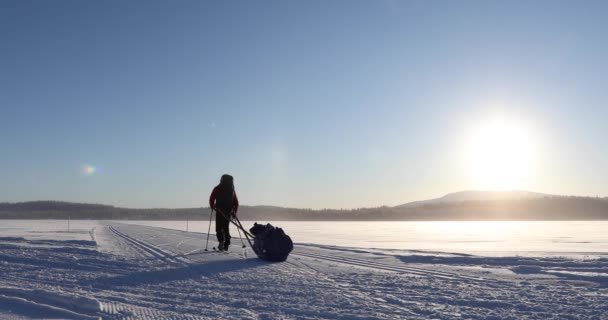 Ski Expedition Pallas Yllastunturi National Park Lapland Finland — Stock Video