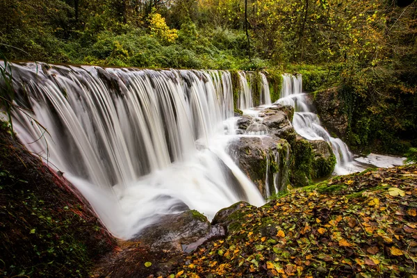 Herbstlicher Fluss Can Batlle Garrotxa Nordspanien — Stockfoto