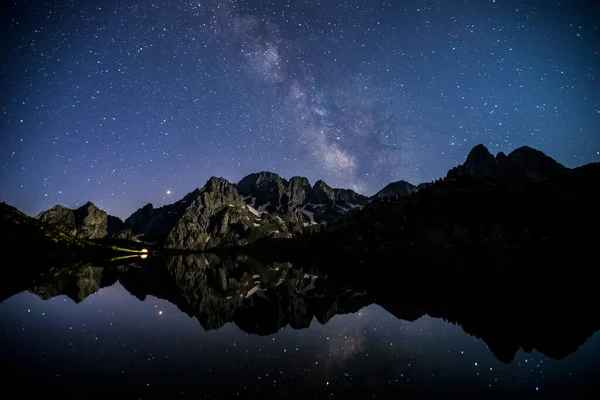 Milky Way Moonlight Posets Maladeta Nature Park Spain — Stock Photo, Image