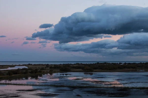 Winter Sunset Aiguamolls Emporda Nature Park Spain — Foto Stock