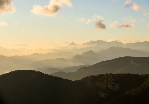 Pôr Sol Mare Deu Del Mont Pico Garrotxa Espanha — Fotografia de Stock
