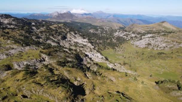 Aerial Scene Drone Summer Landscape Navarra Pyrenees Spain Uhd — стоковое видео
