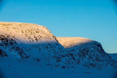 Norveç 'in güneyindeki Dovrefjell Ulusal Parkı' nda kış manzarası.