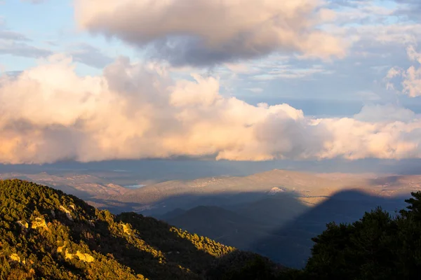 Pôr Sol Mare Deu Del Mont Pico Garrotxa Espanha — Fotografia de Stock