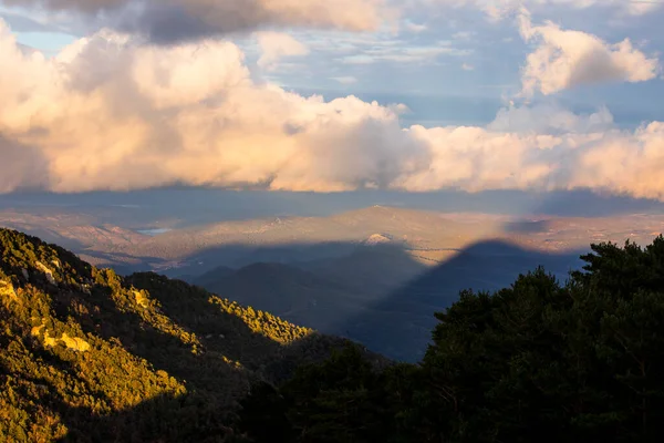 Pôr Sol Mare Deu Del Mont Pico Garrotxa Espanha — Fotografia de Stock