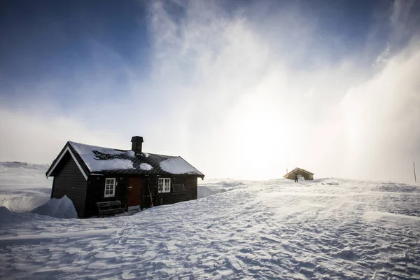 Ακραίος Χειμωνιάτικος Άνεμος Στο Reinheim Cabin Εθνικό Πάρκο Dovrefjell Νότια — Φωτογραφία Αρχείου