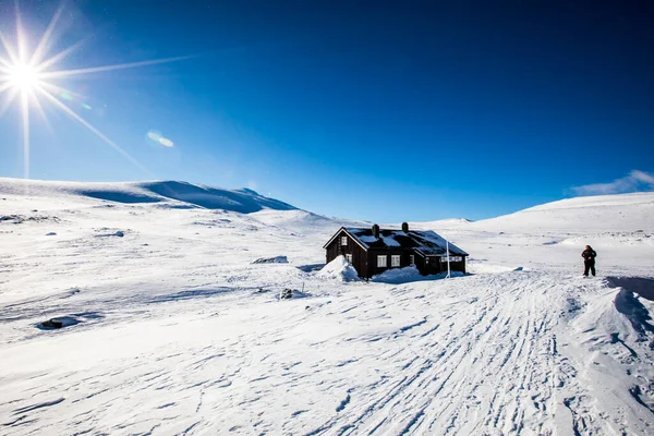 Χειμώνας Στο Reinheim Cabin Εθνικό Πάρκο Dovrefjell Νότια Νορβηγία — Φωτογραφία Αρχείου
