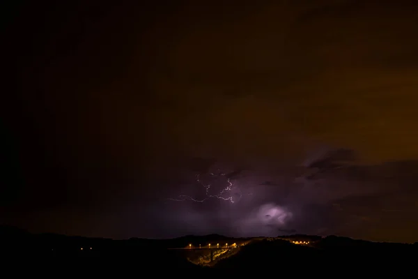 Lightning Collsacabra Garrotxa Girona Spain — Fotografia de Stock