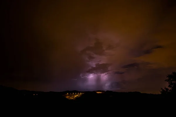 Lightning Collsacabra Garrotxa Girona Spain — Stockfoto