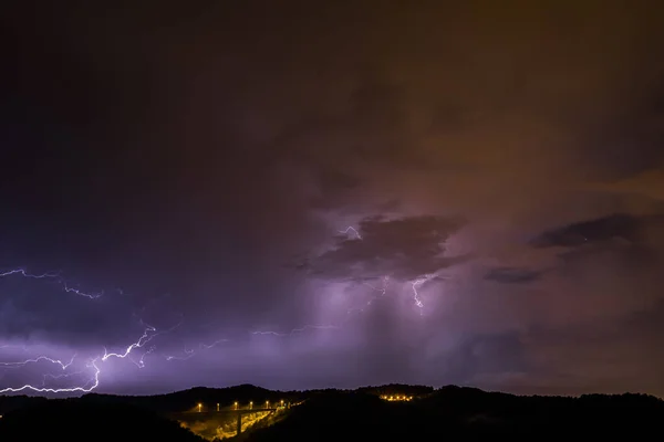 Lightning Collsacabra Garrotxa Girona Spain — стоковое фото
