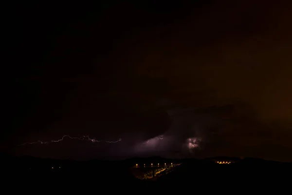 Lightning Collsacabra Garrotxa Girona Spain — Fotografia de Stock