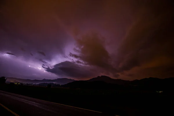 Lightning Night Garrotxa Girona Spain — Foto de Stock