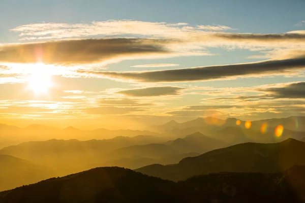 Sunset Wind Clouds Garrotxa Girona Spain — Fotografia de Stock