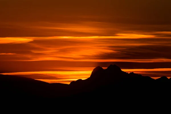 Sunset Pedraforca Mountain View Garrotxa Spain — Fotografia de Stock