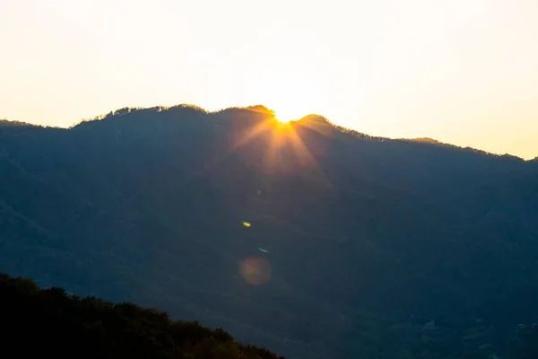 Autumn Sunset Vall Bas Garrotxa Northern Spain — Fotografia de Stock