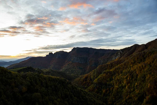 Autumn sunrise in Puigsacalm peak, La Garrotxa, northern Spain.