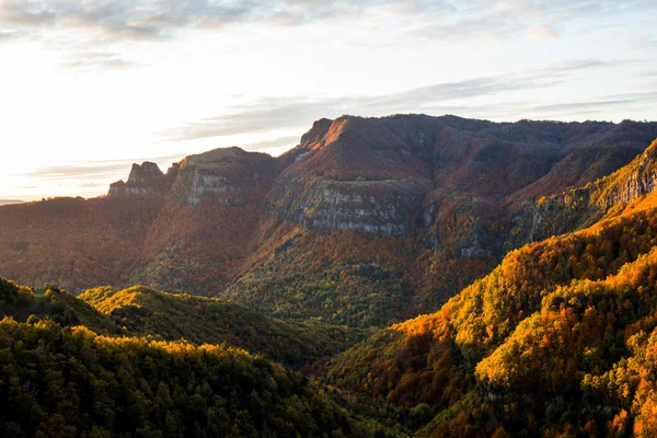 Autumn sunrise in Puigsacalm peak, La Garrotxa, northern Spain.