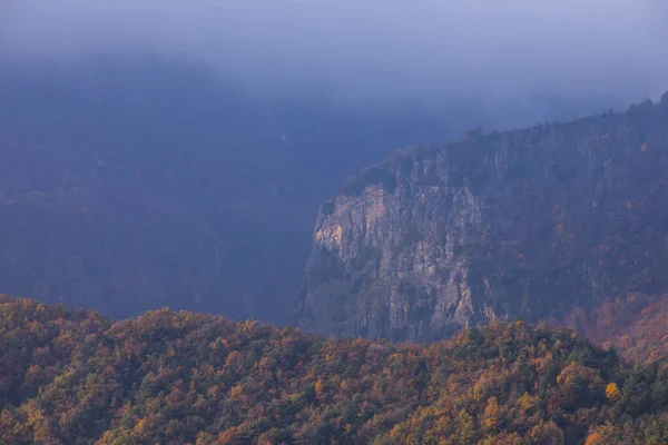 Outono Nascer Sol Puigsacalm Pico Garrotxa Norte Espanha — Fotografia de Stock