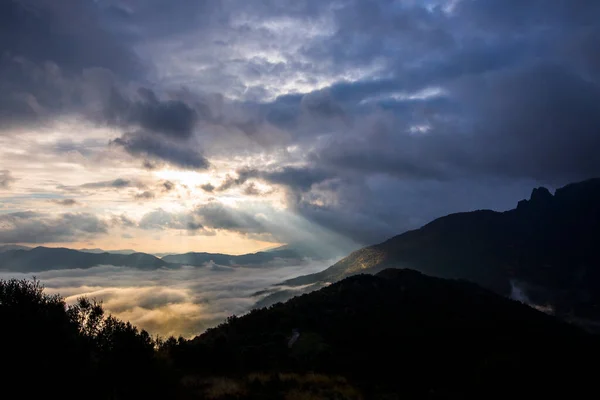 Autumn sunrise in Puigsacalm peak, La Garrotxa, northern Spain.