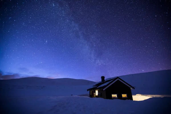 Polar Night Reinheim Cabin Dovrefjell National Park South Norway — Stockfoto